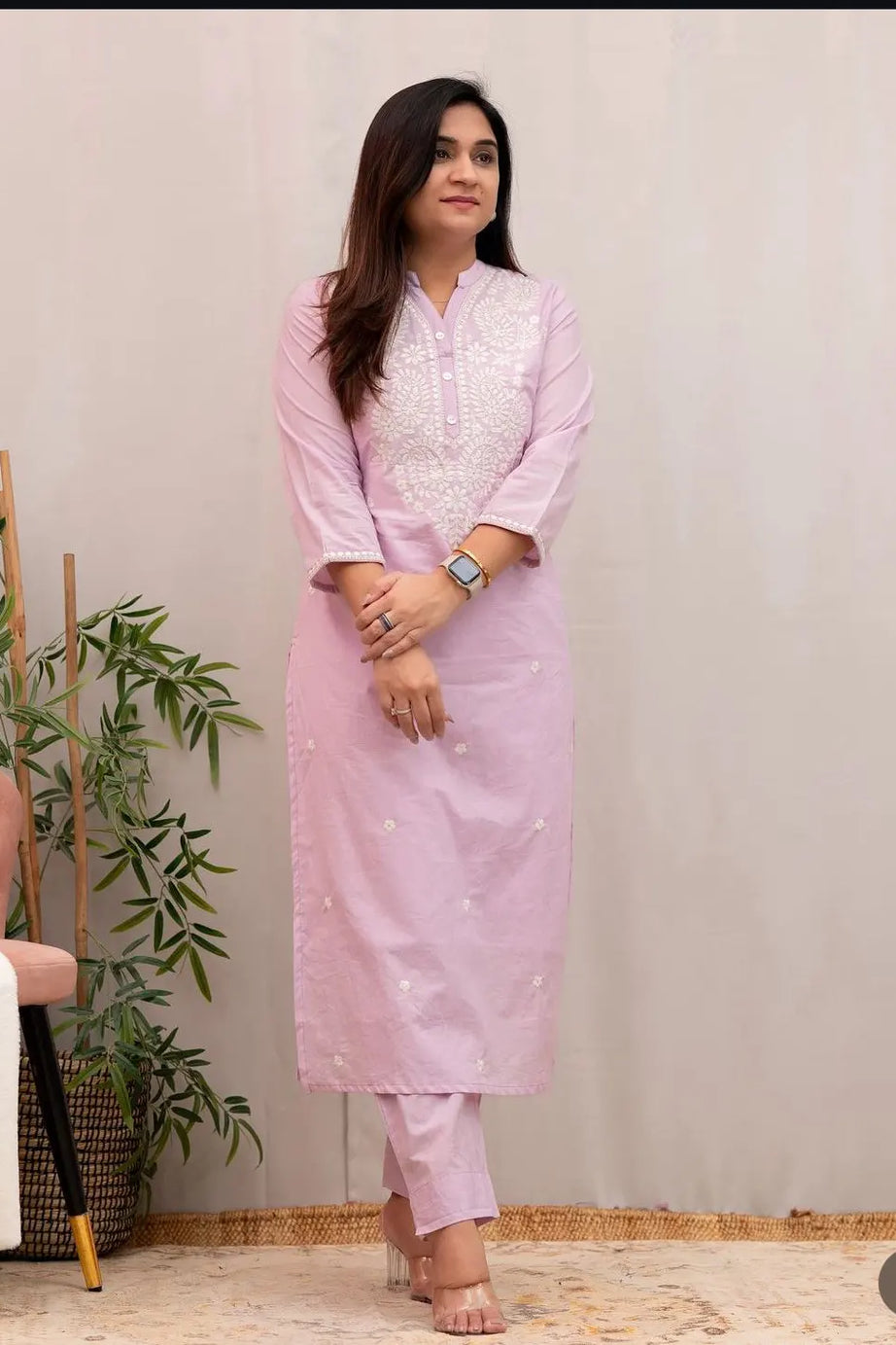 Light Pink Heavy Embroidery Kurta Pant Set