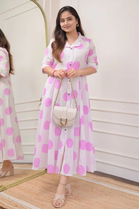 Pink Polka Dots A-Line Dress